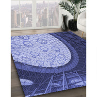 Patterned Sky Blue Rug, pat2046blu