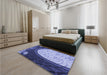 Patterned Sky Blue Rug in a Bedroom, pat2046blu