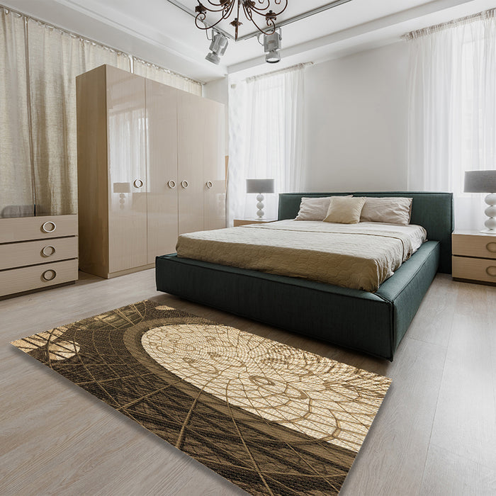Patterned Bakers Brown Rug in a Bedroom, pat2046brn
