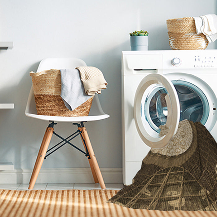 Machine Washable Transitional Bakers Brown Rug in a Washing Machine, wshpat2046brn