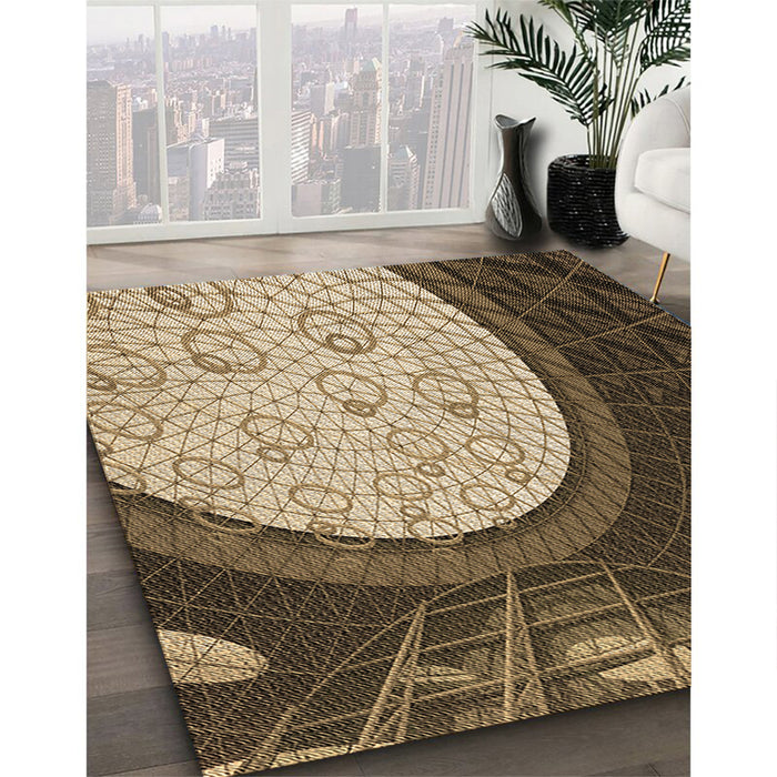 Machine Washable Transitional Bakers Brown Rug in a Family Room, wshpat2046brn