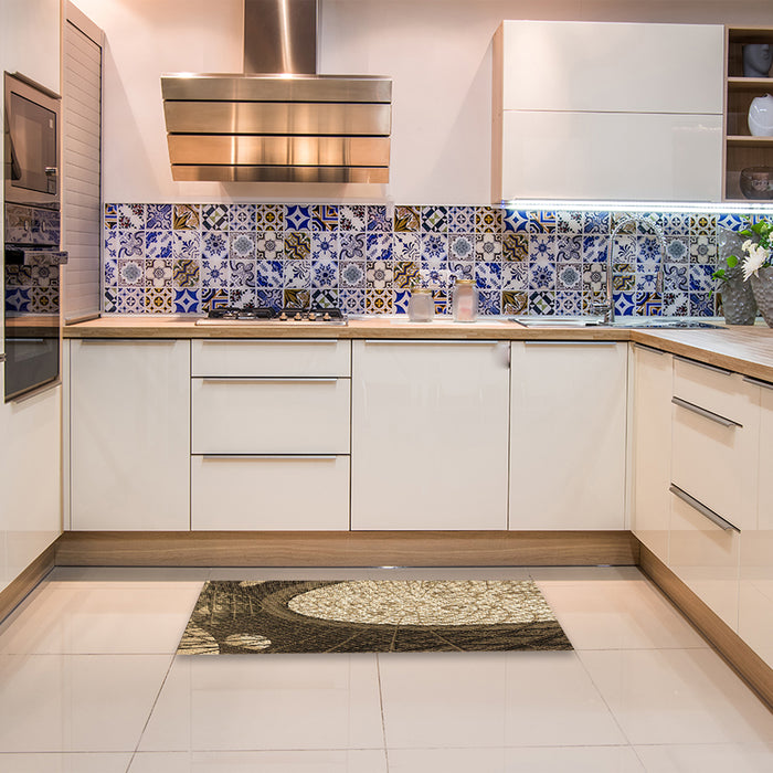 Patterned Bakers Brown Rug in a Kitchen, pat2046brn