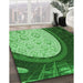 Patterned Deep Emerald Green Rug in Family Room, pat2046grn