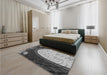 Patterned Cloud Gray Rug in a Bedroom, pat2046gry