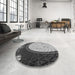 Round Patterned Cloud Gray Rug in a Office, pat2046gry