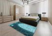 Patterned Diamond Blue Rug in a Bedroom, pat2046lblu