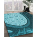 Patterned Diamond Blue Rug in Family Room, pat2046lblu