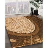 Patterned Red Brown Rug, pat2046org