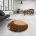 Round Patterned Red Brown Rug in a Office, pat2046org