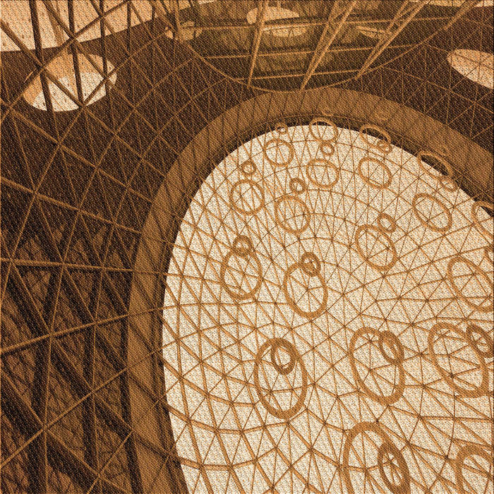 Round Patterned Red Brown Rug, pat2046org