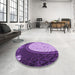 Round Patterned Violet Purple Rug in a Office, pat2046pur