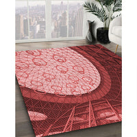 Patterned Light Coral Pink Rug, pat2046rd