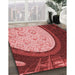 Patterned Light Coral Pink Rug in Family Room, pat2046rd