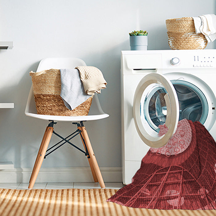 Machine Washable Transitional Light Coral Pink Rug in a Washing Machine, wshpat2046rd
