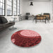 Round Patterned Light Coral Pink Rug in a Office, pat2046rd