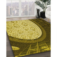 Patterned Golden Brown Yellow Rug, pat2046yw