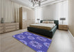 Patterned Purple Rug in a Bedroom, pat2047blu