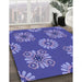 Patterned Purple Rug in Family Room, pat2047blu