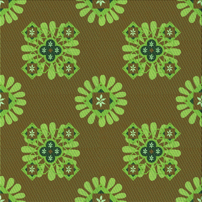 Round Machine Washable Transitional Dark Bronze Brown Rug, wshpat2047grn