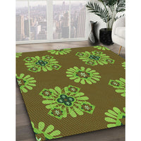 Patterned Dark Bronze Brown Rug, pat2047grn