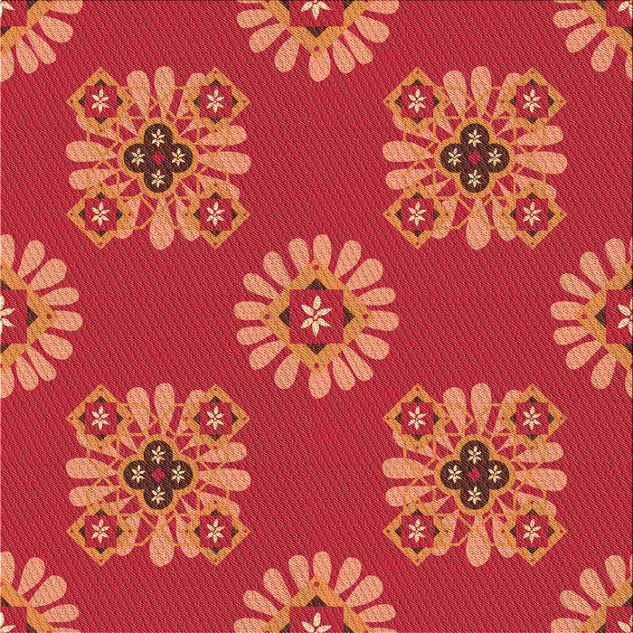 Round Patterned Bright Orange Rug, pat2047org