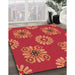 Patterned Bright Orange Rug in Family Room, pat2047org