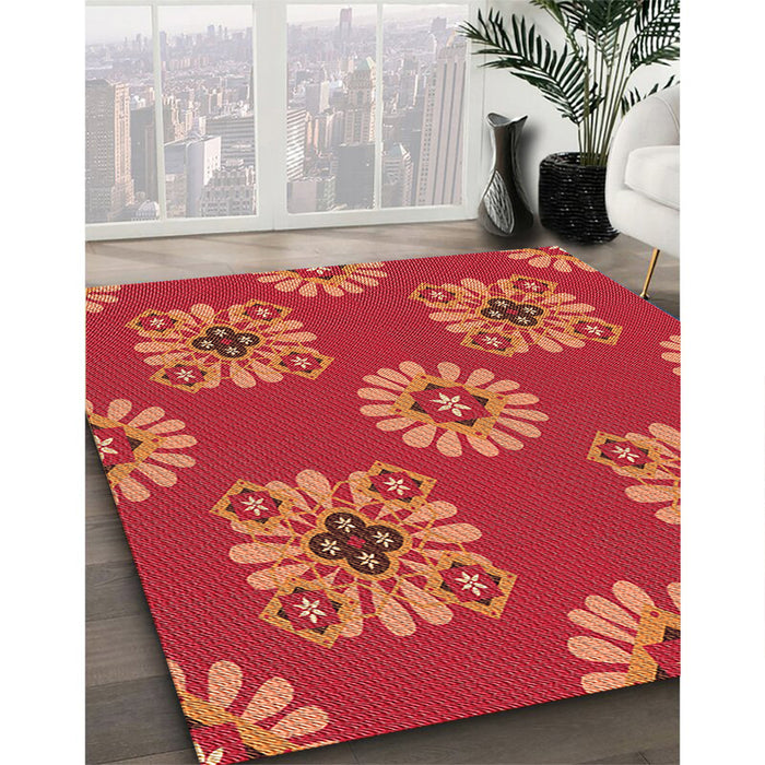 Machine Washable Transitional Bright Orange Rug in a Family Room, wshpat2047org