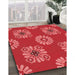 Patterned Red Rug in Family Room, pat2047rd