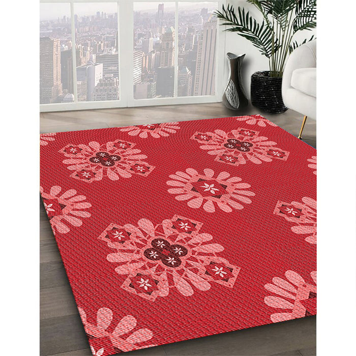 Machine Washable Transitional Red Rug in a Family Room, wshpat2047rd