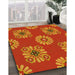 Machine Washable Transitional Neon Orange Rug in a Family Room, wshpat2047yw