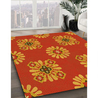 Patterned Neon Orange Rug, pat2047yw