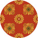 Square Patterned Neon Orange Rug, pat2047yw