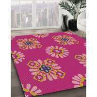 Patterned Dark Pink Novelty Rug, pat2047