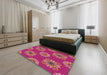 Machine Washable Transitional Dark Pink Rug in a Bedroom, wshpat2047