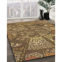 Patterned Saddle Brown Rug, pat2048brn