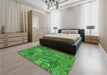 Patterned Green Rug in a Bedroom, pat2048grn