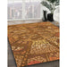 Patterned Orange Rug in Family Room, pat2048org