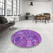 Round Patterned Purple Rug in a Office, pat2048pur