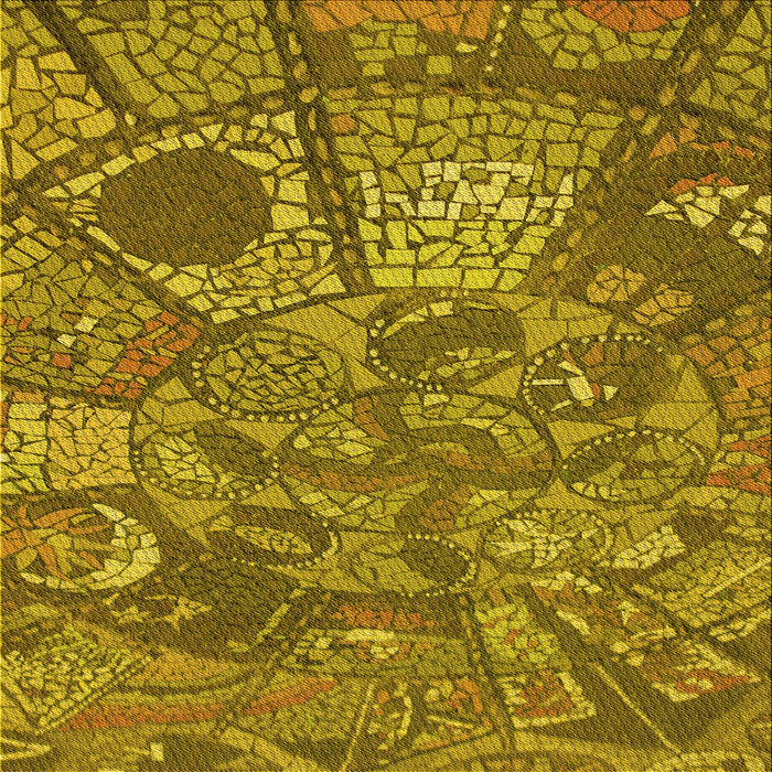 Round Machine Washable Transitional Yellow Rug, wshpat2048yw