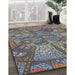 Patterned Charcoal Gray Novelty Rug in Family Room, pat2048