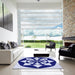 Square Patterned Cobalt Blue Rug in a Living Room, pat2049blu