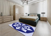 Patterned Cobalt Blue Rug in a Bedroom, pat2049blu