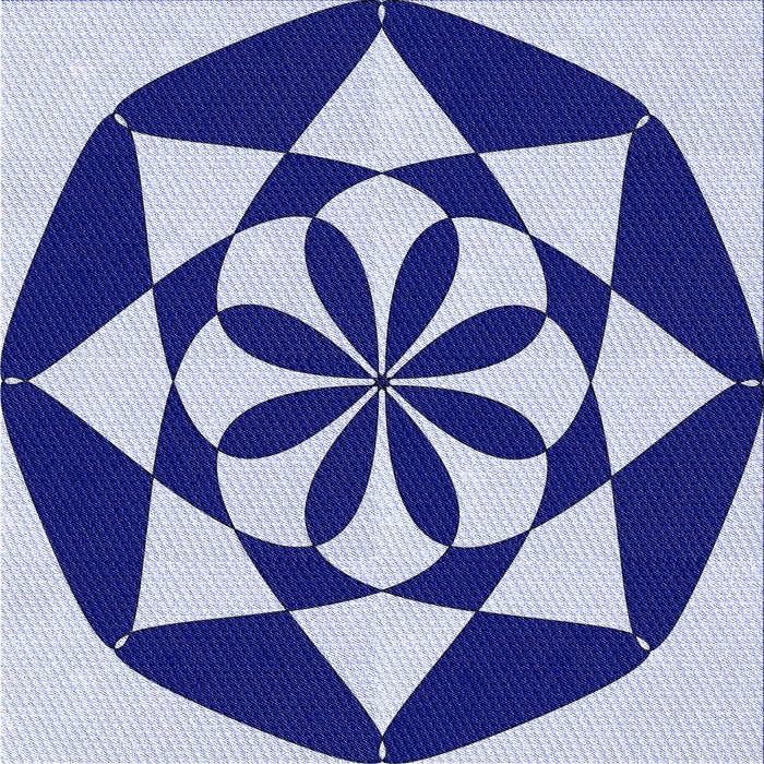 Round Patterned Cobalt Blue Rug, pat2049blu