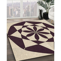 Patterned Deep Peach Orange Rug, pat2049brn