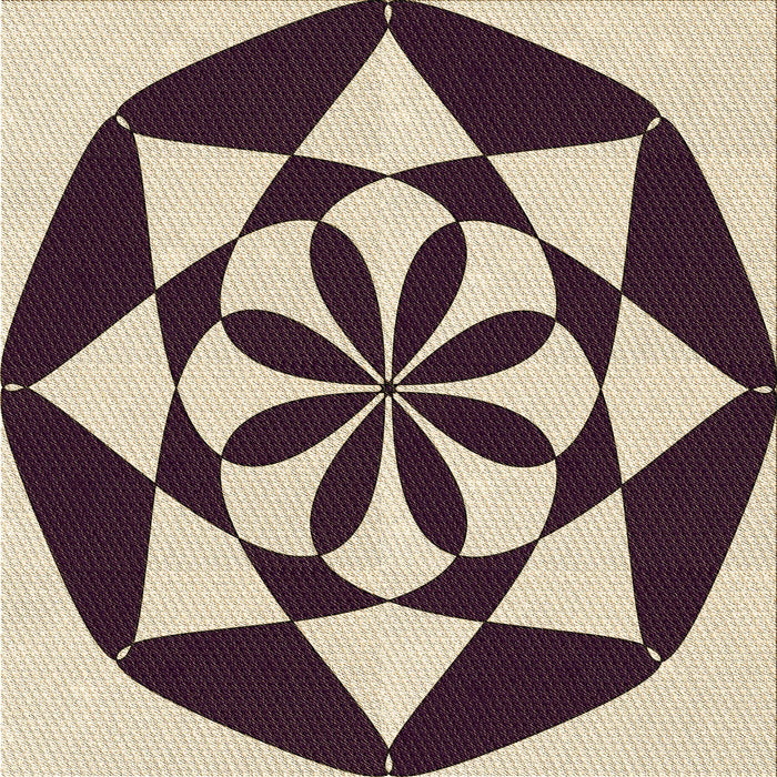 Round Patterned Deep Peach Orange Rug, pat2049brn