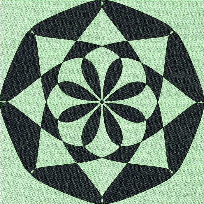 Round Patterned Dark Slate Grey Green Rug, pat2049grn