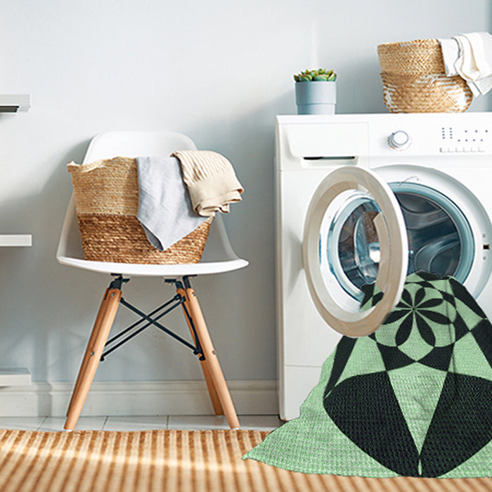 Machine Washable Transitional Dark Slate Grey Green Rug in a Washing Machine, wshpat2049grn
