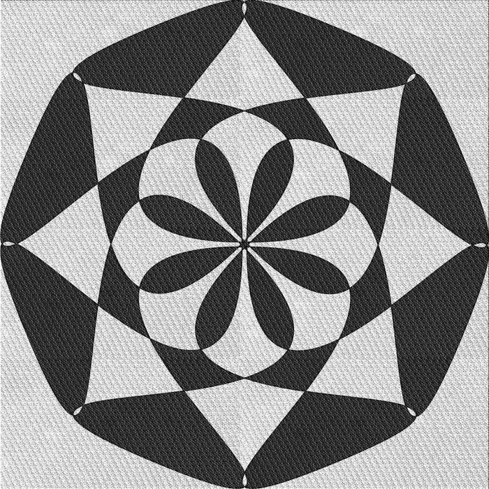 Round Patterned Dark Gray Black Rug, pat2049gry