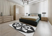 Patterned Dark Gray Black Rug in a Bedroom, pat2049gry