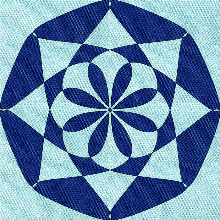 Round Machine Washable Transitional Blueberry Blue Rug, wshpat2049lblu
